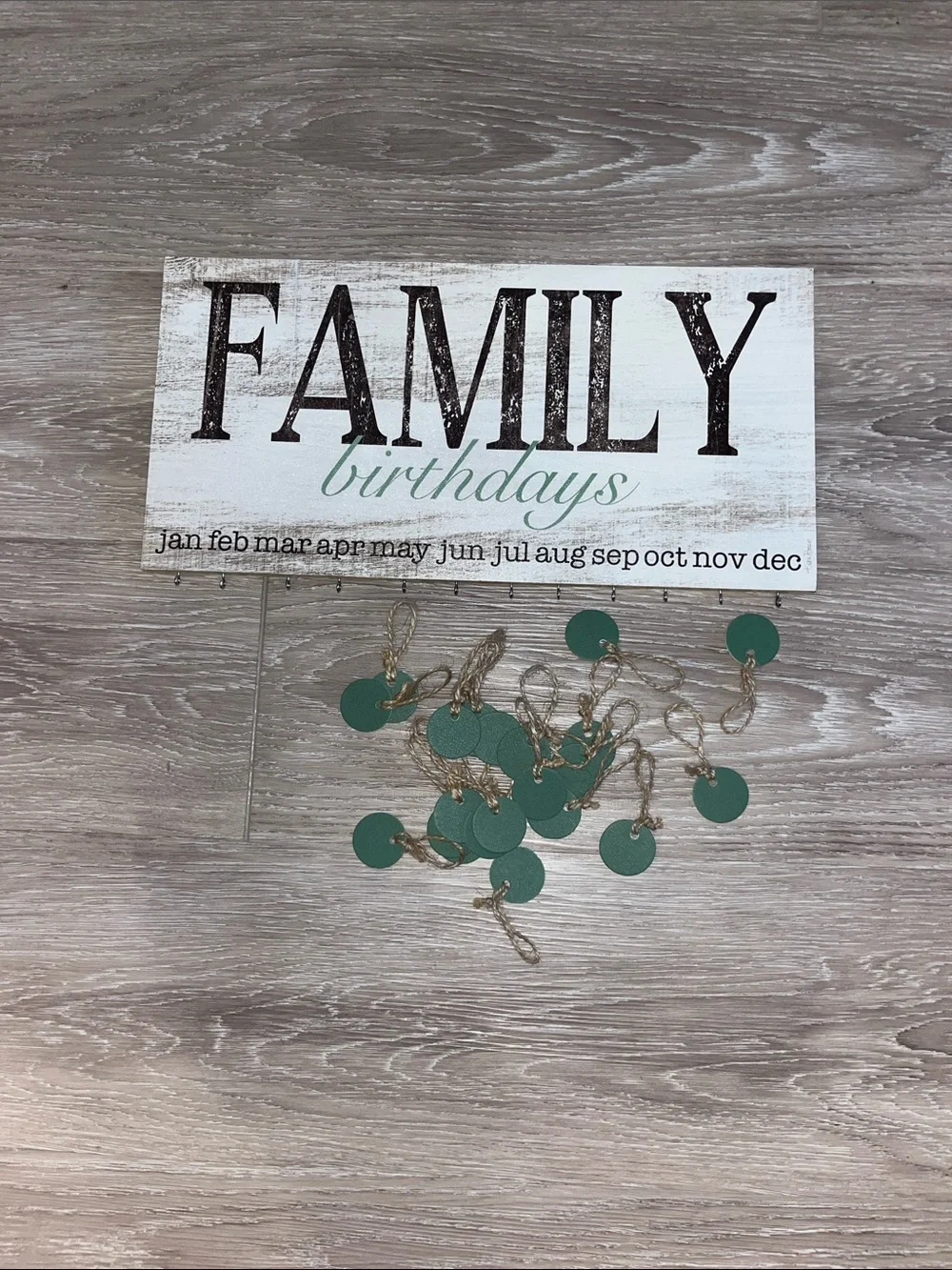 Family Birthdays Wall Sign - White & Green